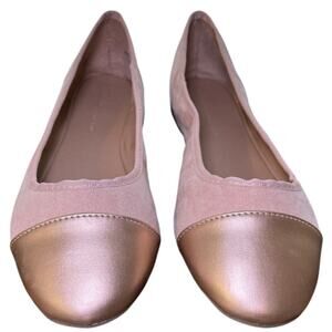 Rohb By Joyce Azria Womens Pink 9M Faux Suede Rose Gold Tip Flats